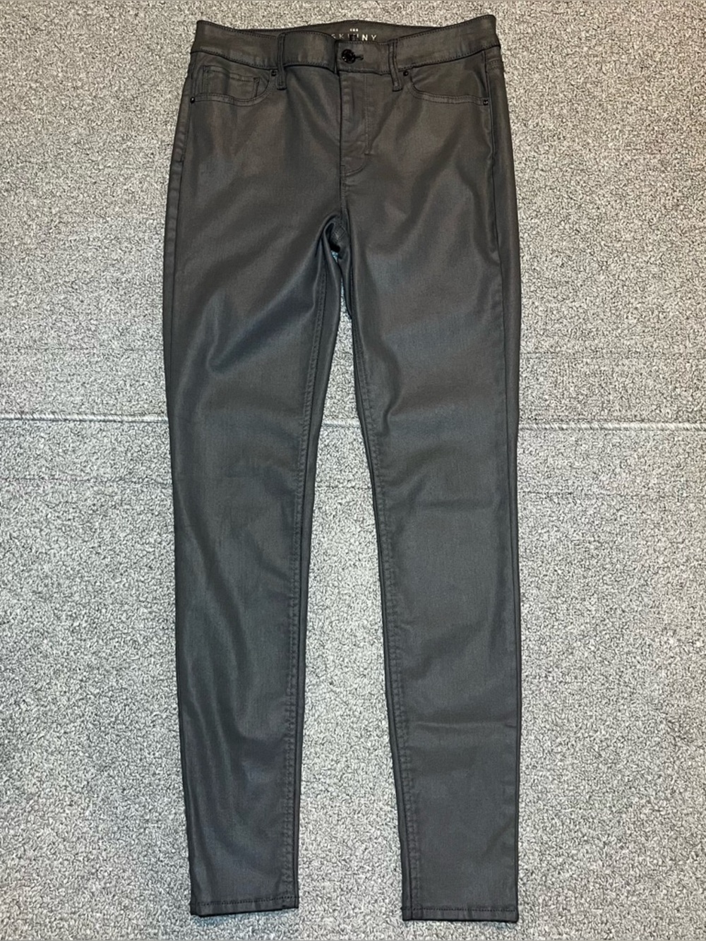 White House Black Market Gray Coated High Rise The Skinny Jeans Womens Size 4